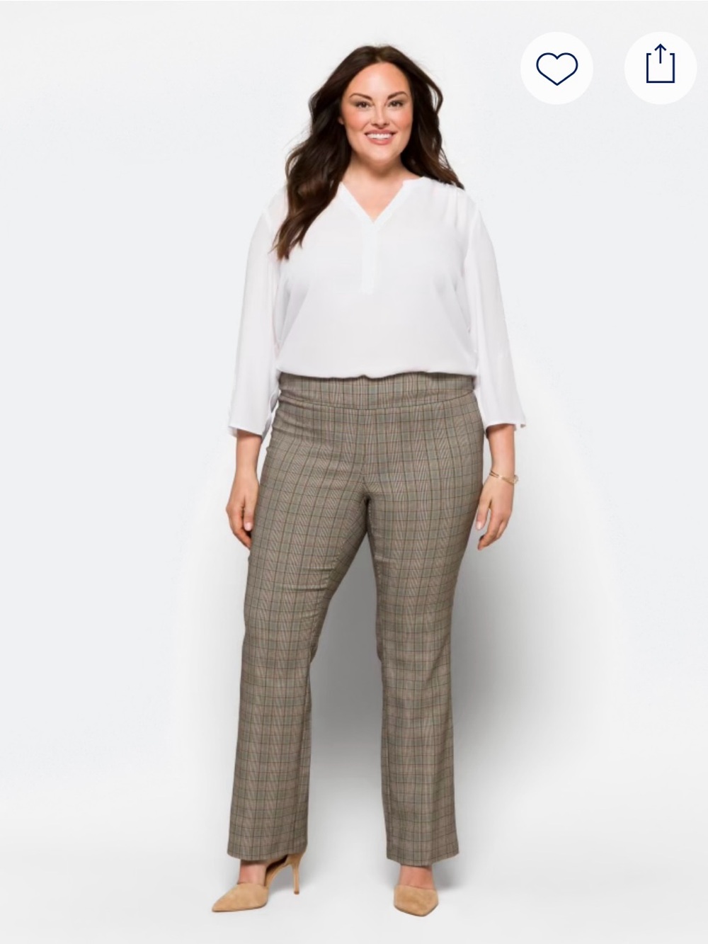 Tribal StitchFix Brown Plaid Boot-Cut Trousers in Size 16W NWT